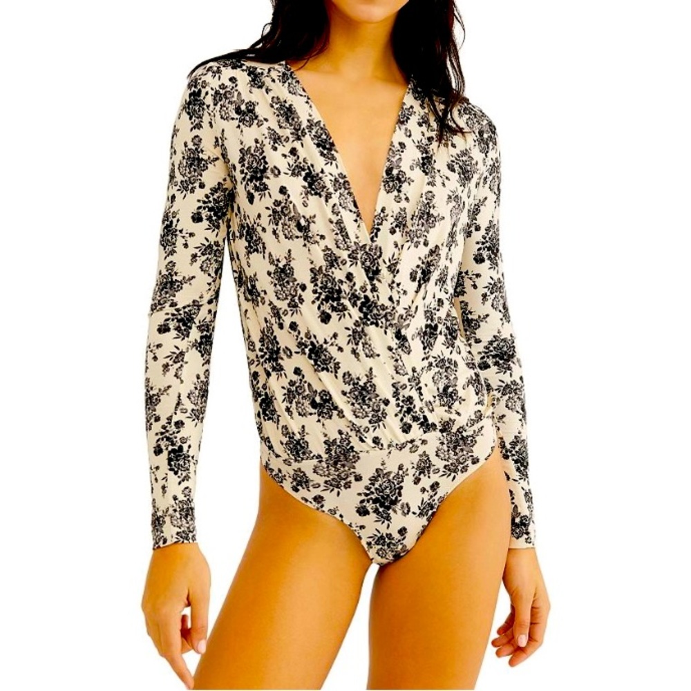 Free People Printed Bodysuit Ecru Combo BNWT